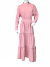 Load image into Gallery viewer, FASHIVO Solid Tiered Midi Dress with Long Sleeves (Imported)