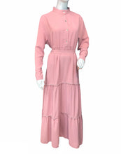 Load image into Gallery viewer, FASHIVO Solid Tiered Midi Dress with Long Sleeves (Imported)