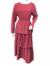 Load image into Gallery viewer, FASHIVO Solid Tiered Maxi Dress with Long Sleeves (Imported)