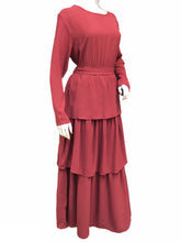 Load image into Gallery viewer, FASHIVO Solid Tiered Maxi Dress with Long Sleeves (Imported)