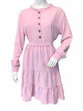 Load image into Gallery viewer, FASHIVO Solid Tiered Tunic Dress with Long Sleeves (Imported)