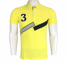 Load image into Gallery viewer, Typographic print polo T shirt with Tape panel detail and short sleeves