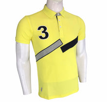 Load image into Gallery viewer, Typographic print polo T shirt with Tape panel detail and short sleeves