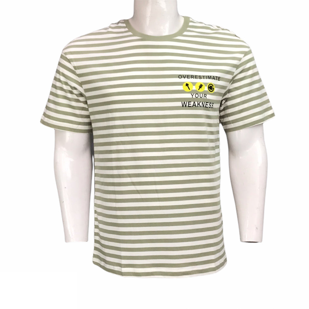 Striped T-shirt with Round Neck and Short Sleeves (imported)