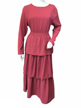 Load image into Gallery viewer, FASHIVO Solid Tiered Maxi Dress with Long Sleeves (Imported)
