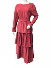 Load image into Gallery viewer, FASHIVO Solid Tiered Maxi Dress with Long Sleeves (Imported)
