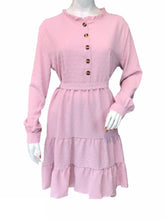 Load image into Gallery viewer, FASHIVO Solid Tiered Tunic Dress with Long Sleeves (Imported)
