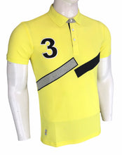 Load image into Gallery viewer, Typographic print polo T shirt with Tape panel detail and short sleeves
