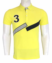 Load image into Gallery viewer, Typographic print polo T shirt with Tape panel detail and short sleeves
