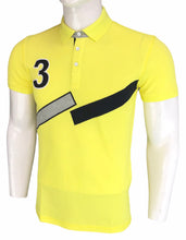 Load image into Gallery viewer, Typographic print polo T shirt with Tape panel detail and short sleeves
